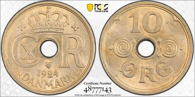 1924 HCN GJ 10 Øre MS65