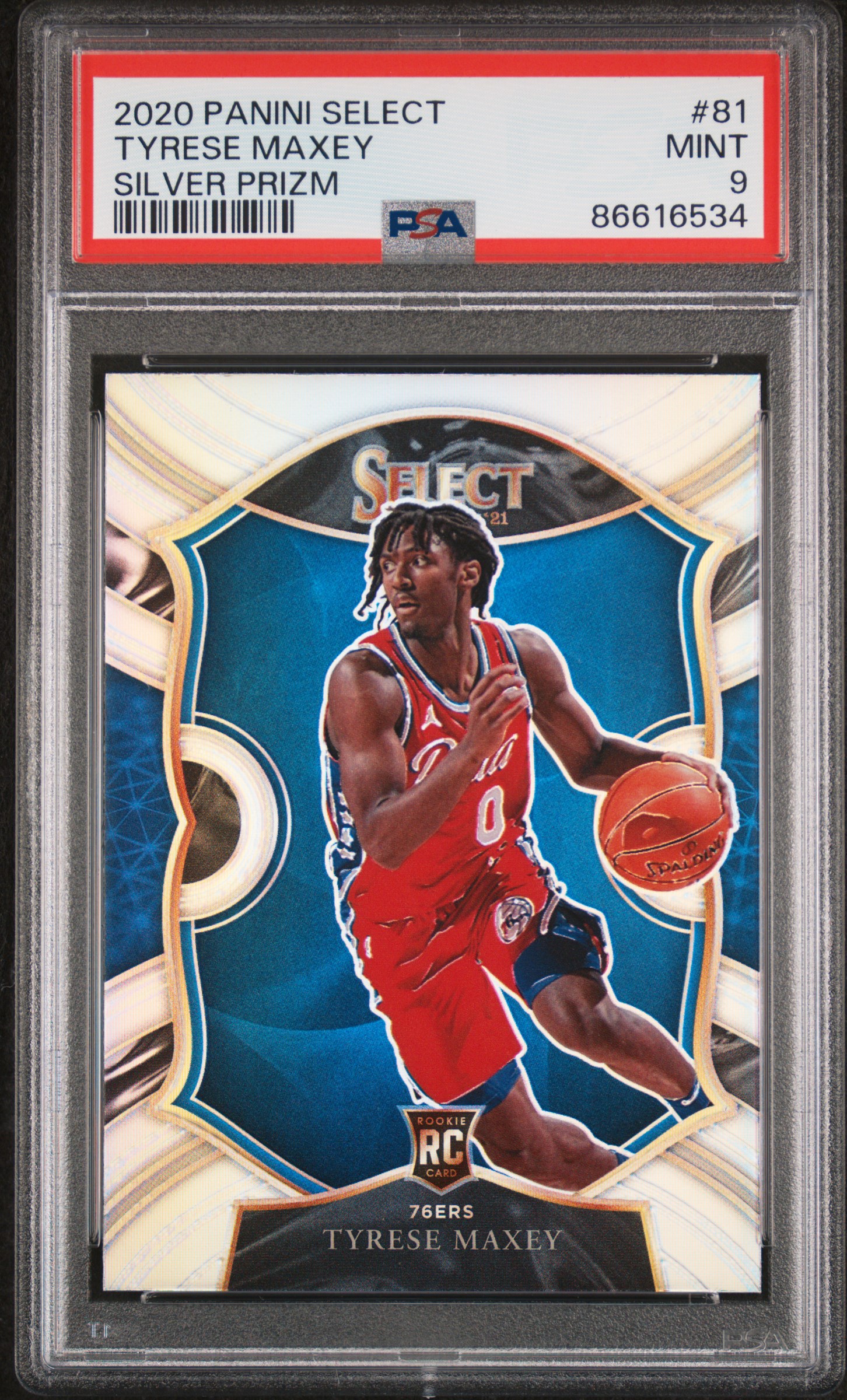 2020-21 Panini Select Silver Prizm #81 Tyrese Maxey Rookie Card – PSA MINT 9