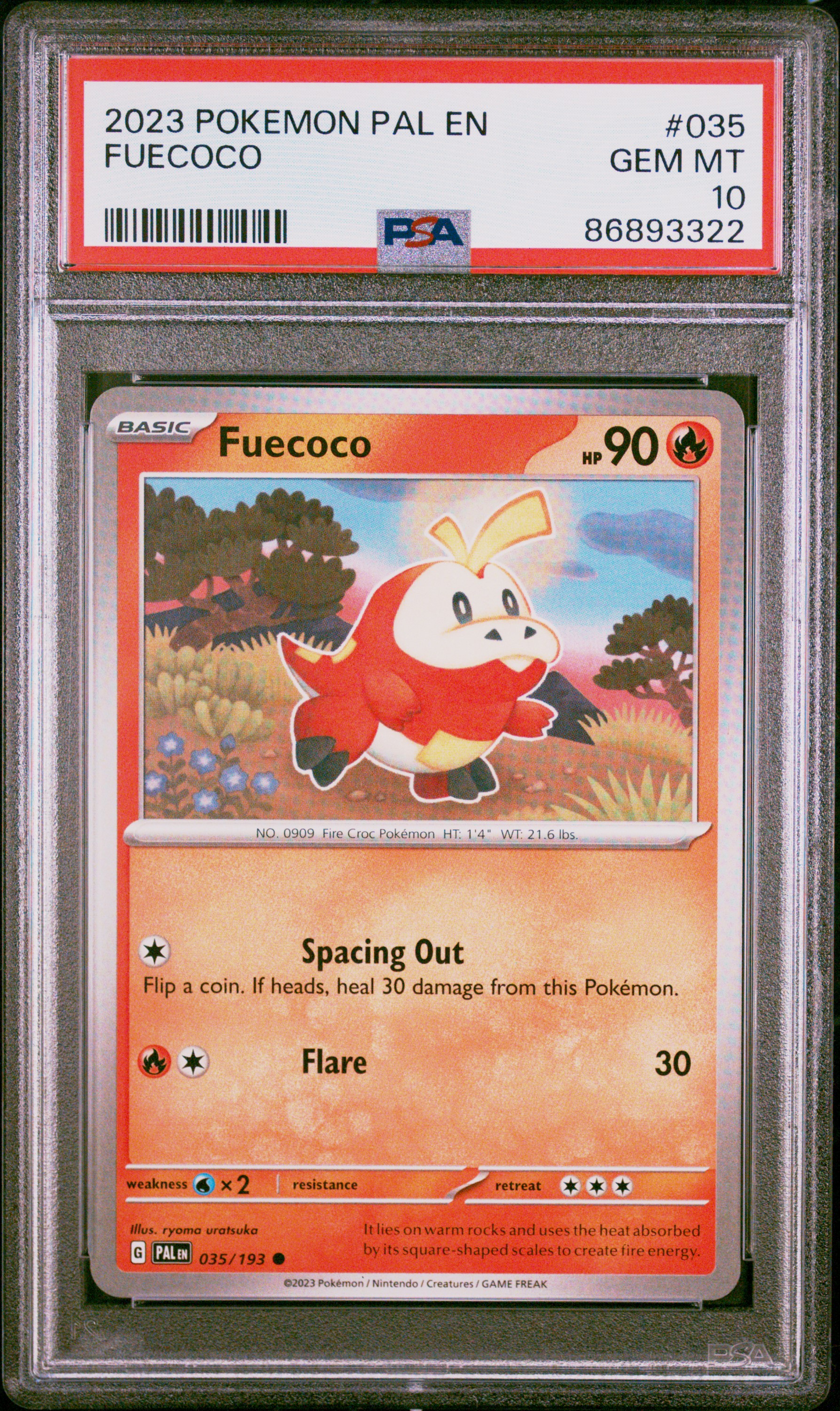 2023 Pokemon Pal En-Paldea Evolved #035 Fuecoco – PSA GEM MT 10