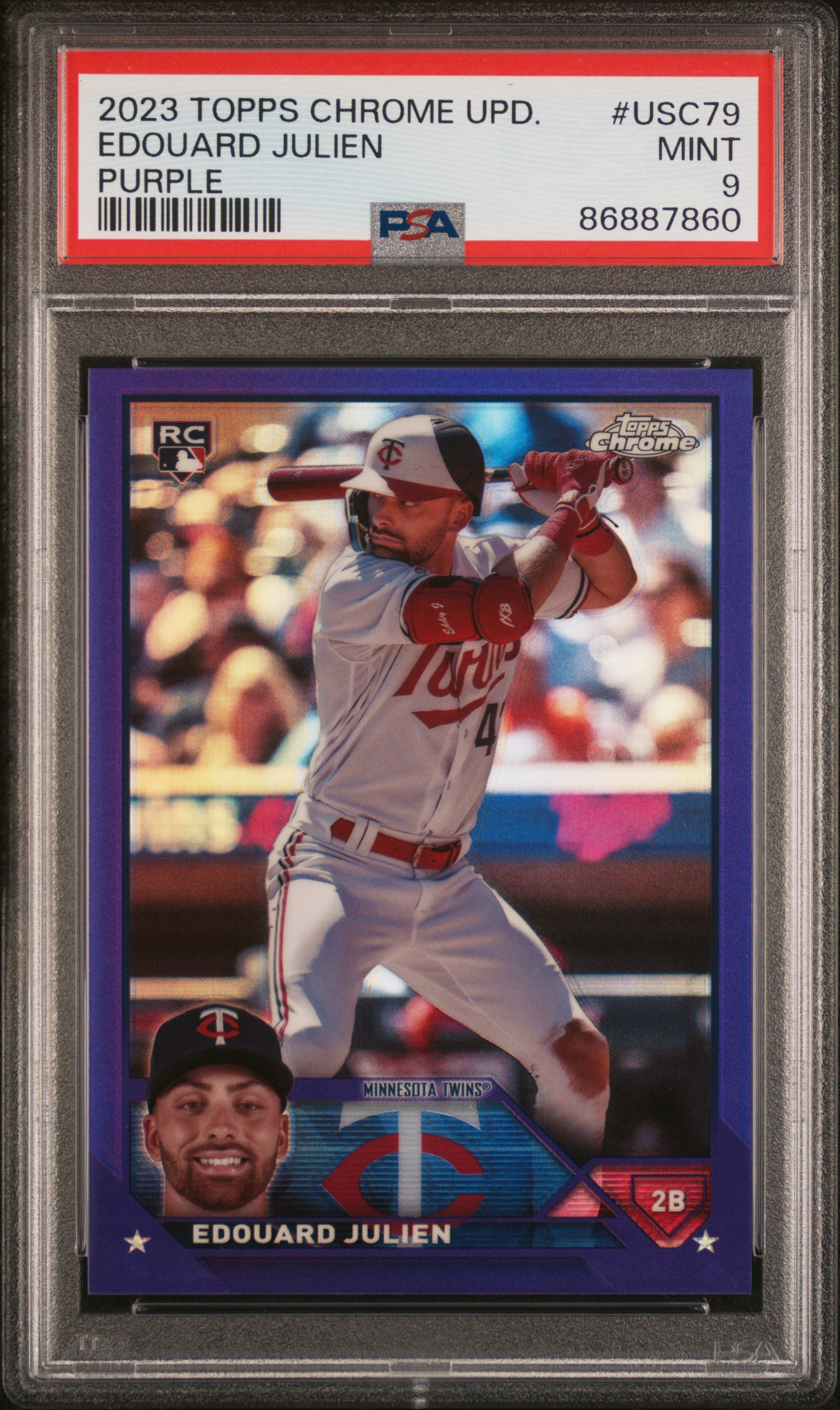 2023 Topps Chrome Update Edouard Julien #Usc79 (Purple Refractor) Mint 9 front