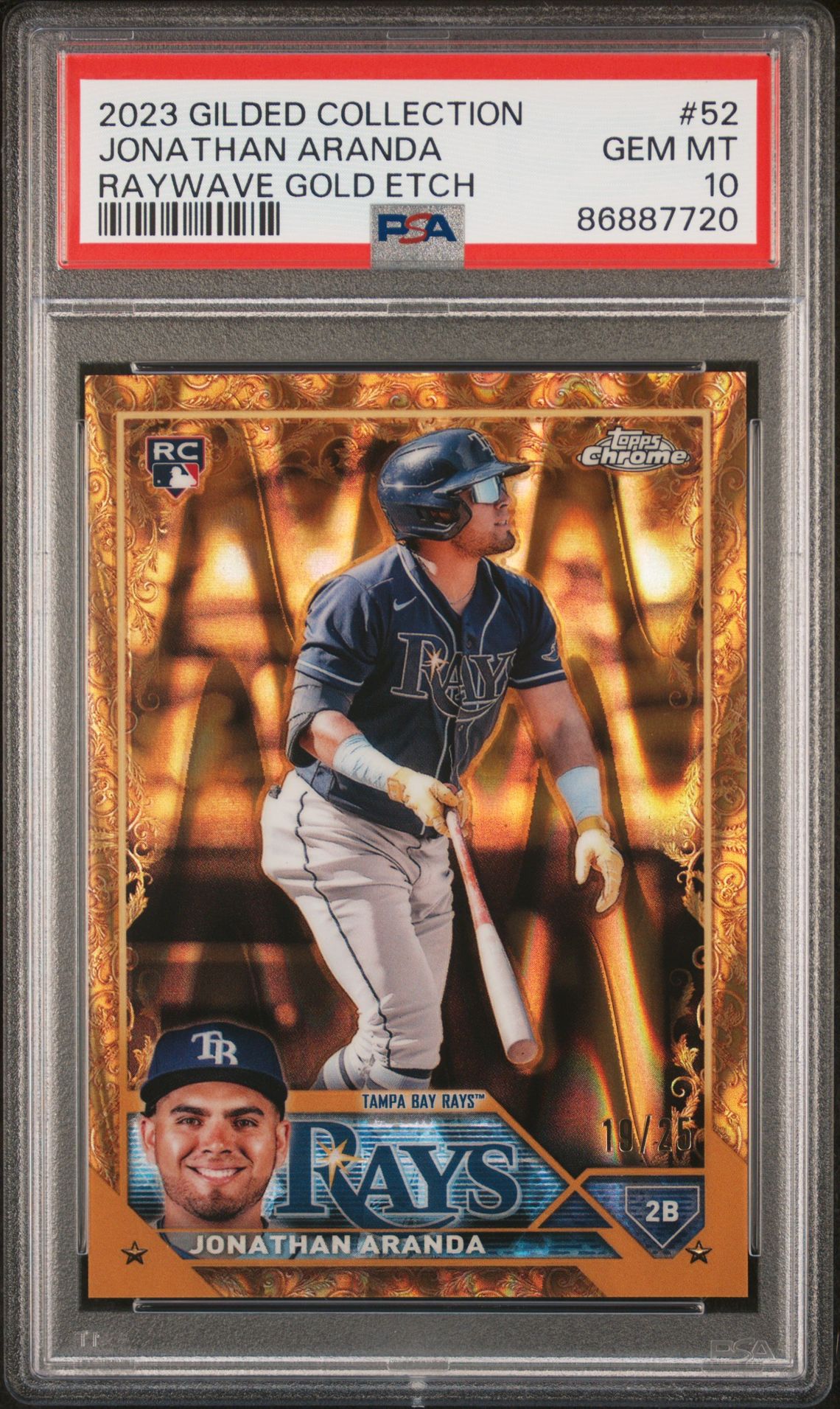 2023 Topps Gilded Collection Jonathan Aranda #52 (Raywave Gold Etch) Gem Mt 10 front