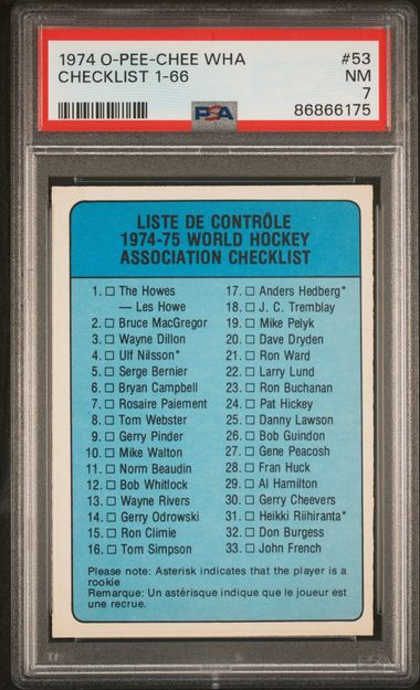 1974 Upper Deck O-Pee-Chee #53 Wha front