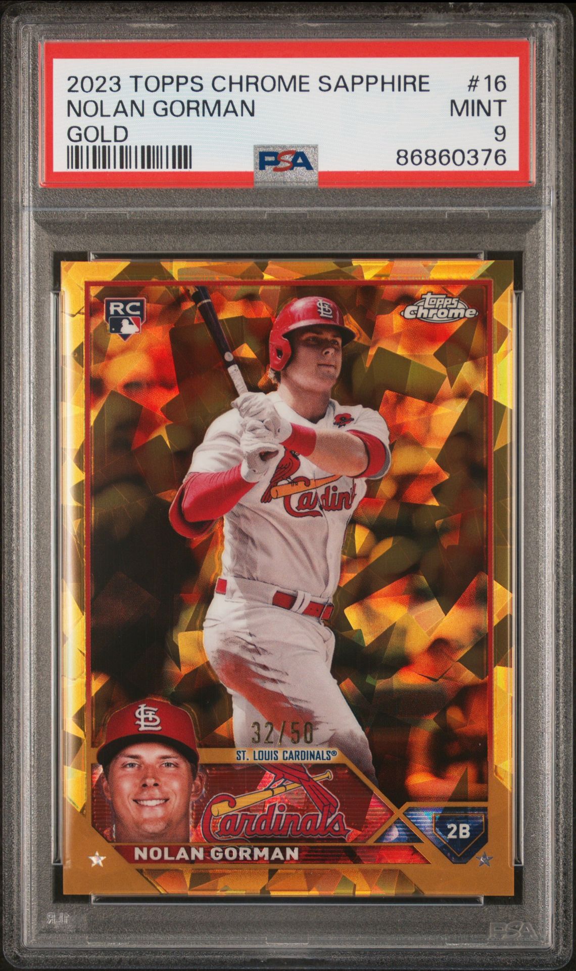 2023 Topps TOPPS CHROME SAPPHIRE GOLD #16 Nolan Gorman front