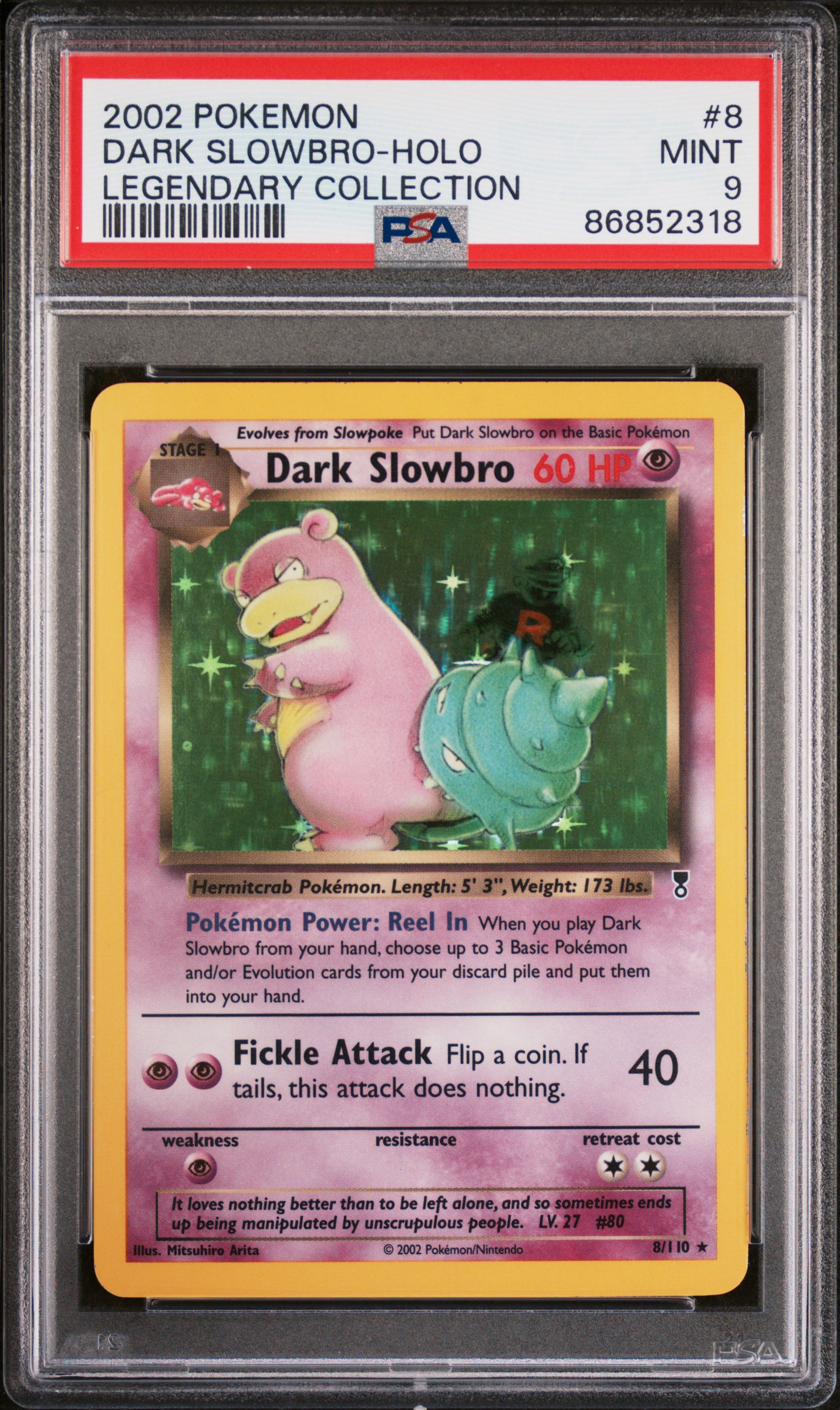 2002 Pokemon Legendary Collection 8 Dark Slowbro-Holo – PSA MINT 9