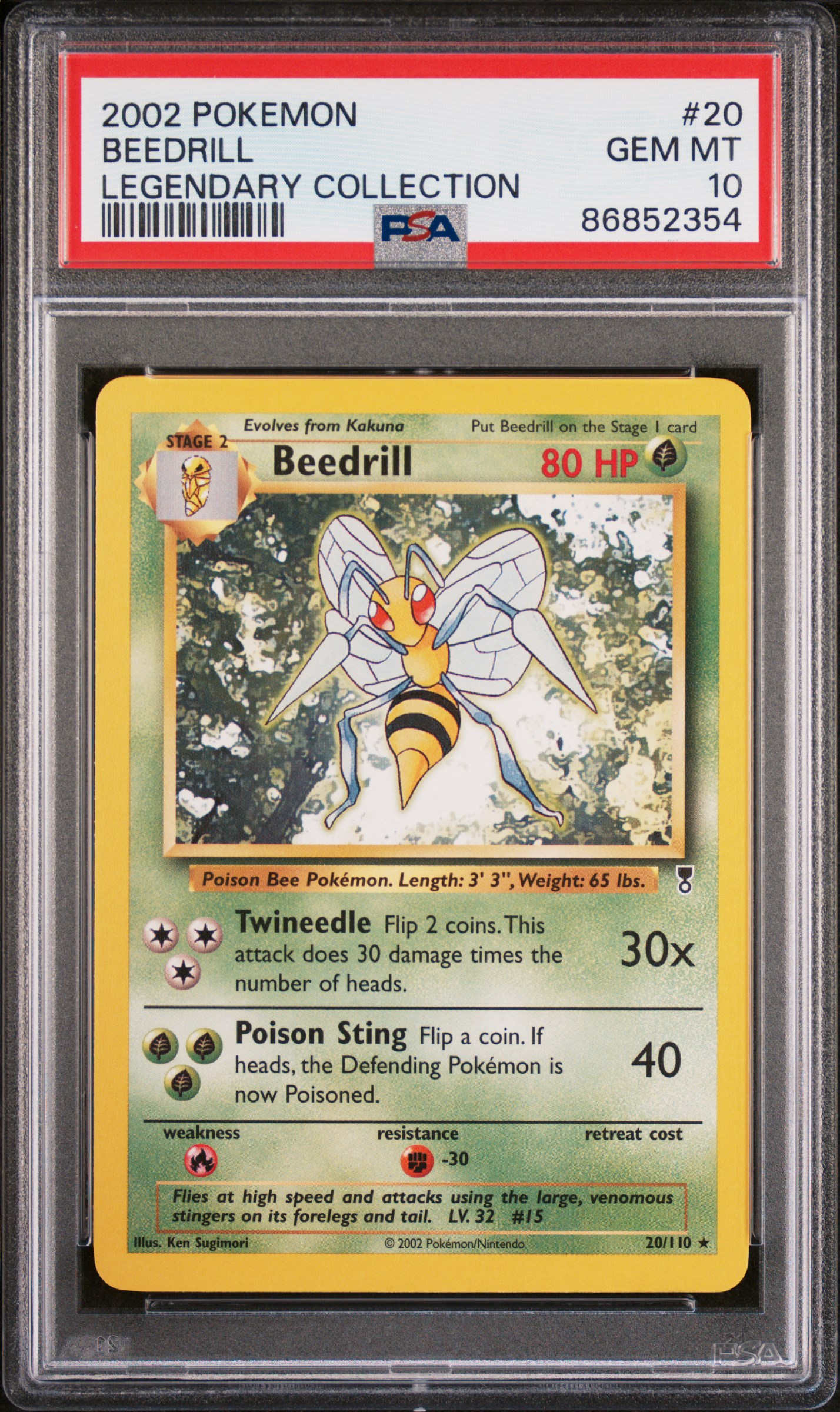 2002 Pokemon Legendary Collection 20 Beedrill – PSA GEM MT 10