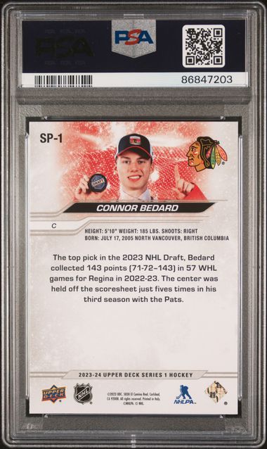 2023 Upper Deck Nhl Draft Sp Connor Bedard #Sp1 Mint 9 back
