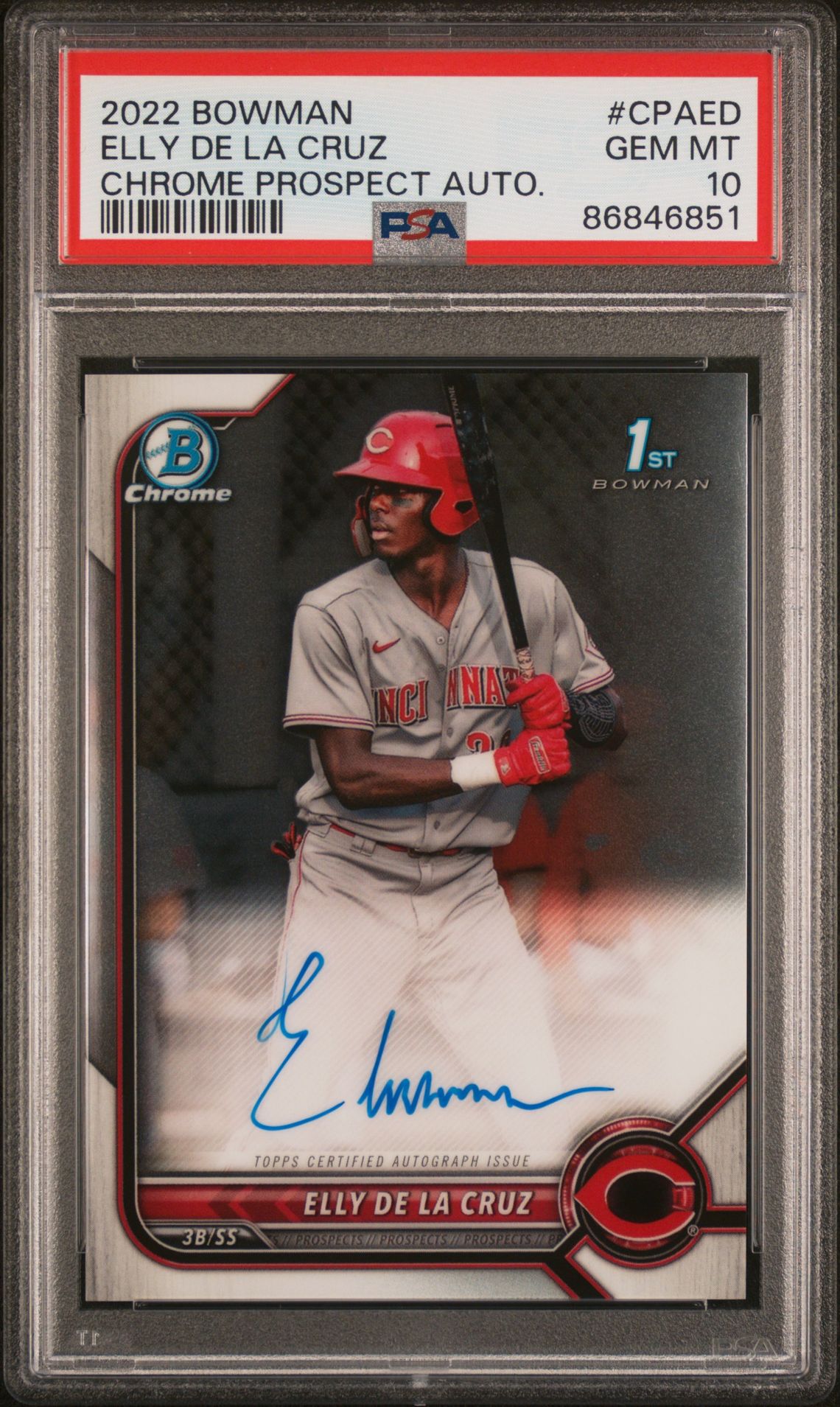 2022 Bowman Chrome BOWMAN CHROME PROSPECT AUTOGRAPHS CHROME PROSPECT AUTO. #CPAED Elly De La Cruz front