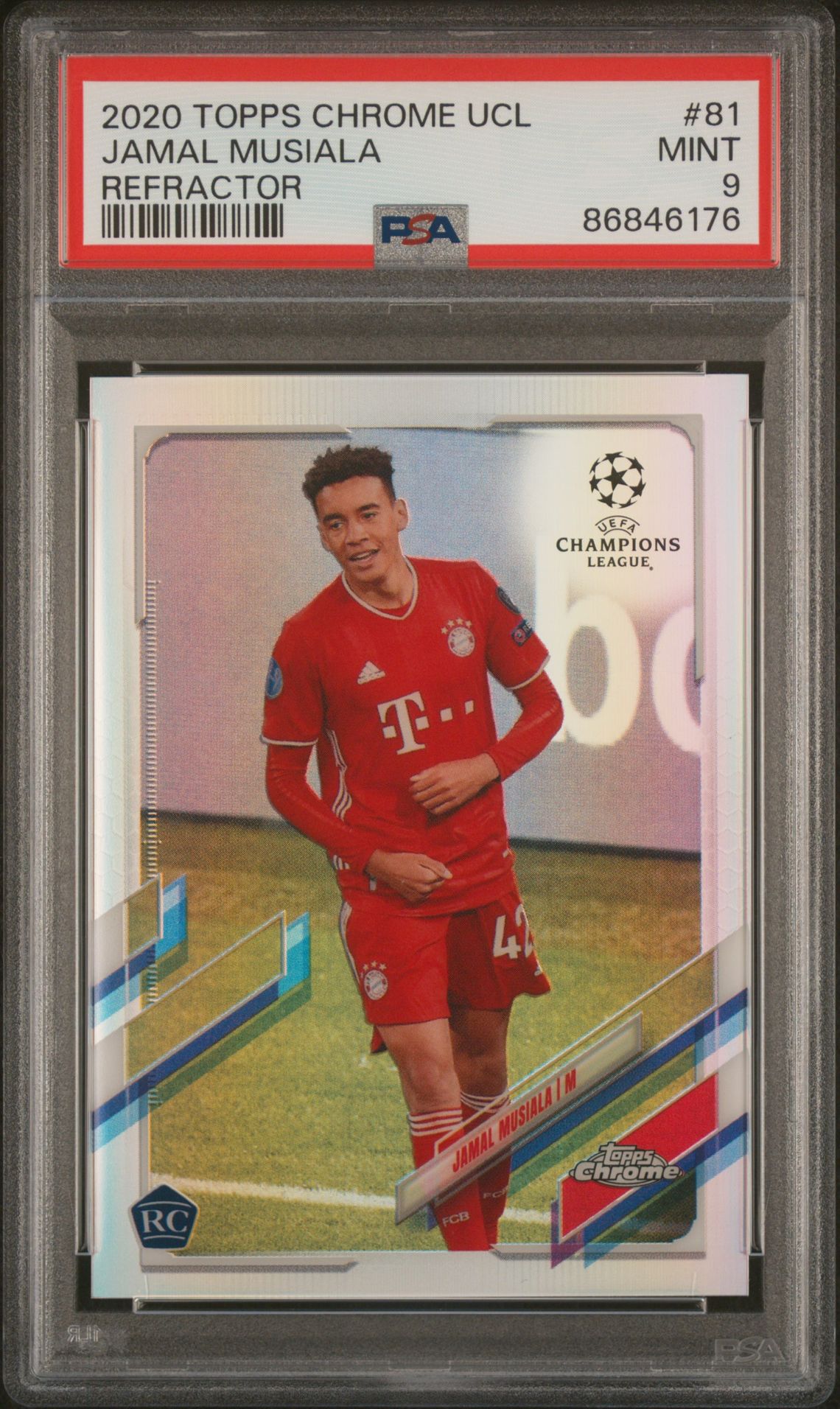 2020 Topps Chrome Uefa Champions League Jamal Musiala #81 (Refractor) Mint 9 front