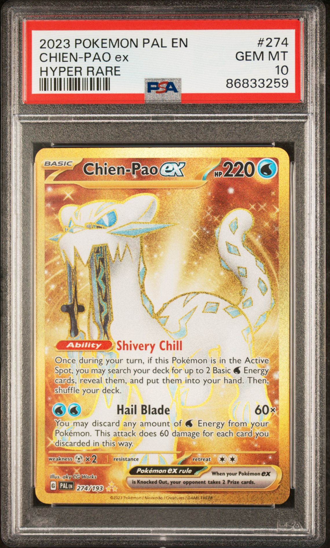 2023 Pokemon POKEMON PAL EN-PALDEA EVOLVED HYPER RARE #274 Chien-Pao Ex front