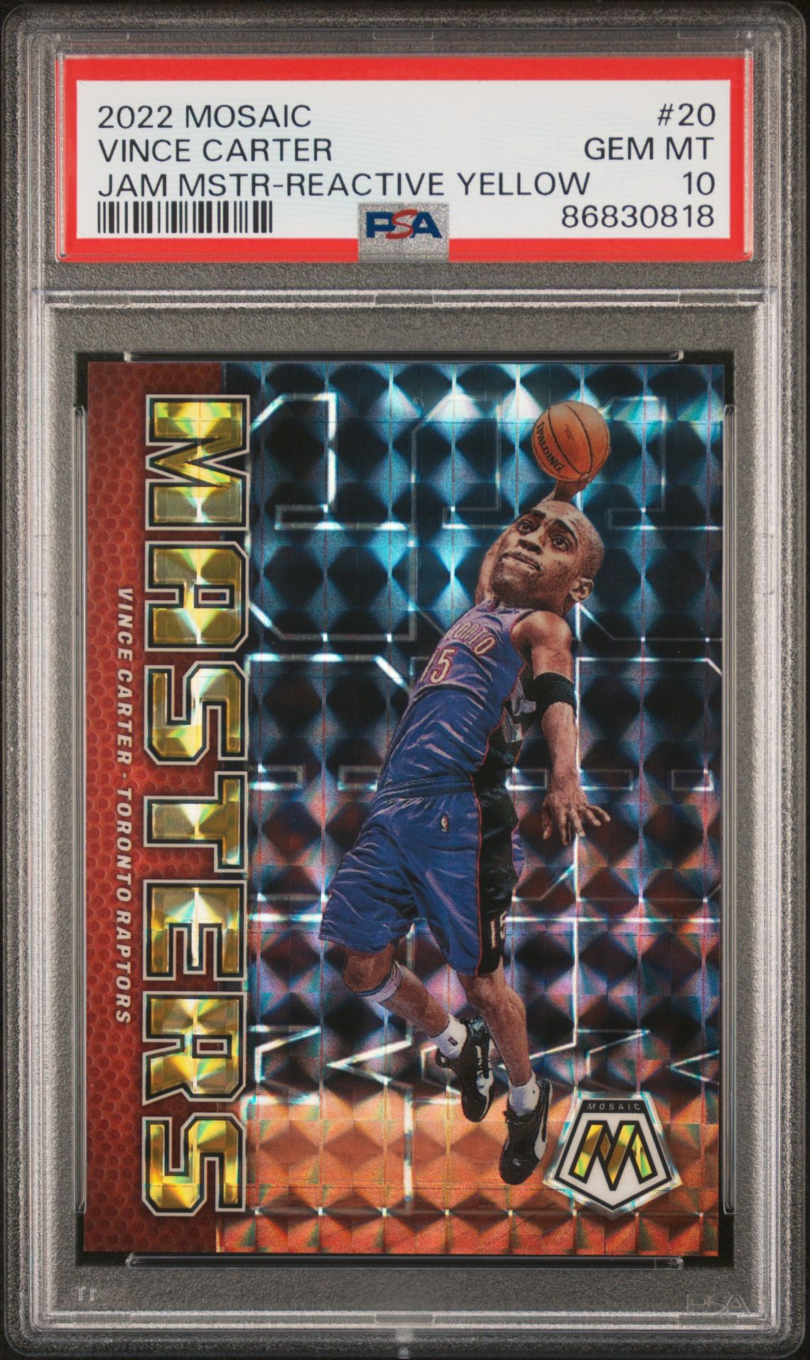 2022 Panini PANINI MOSAIC JAM MASTERS JAM MSTR-REACTIVE YELLOW #20 Vince Carter front