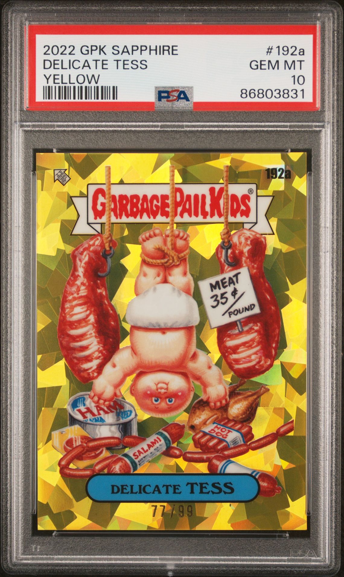 2022 Topps TOPPS GARBAGE PAIL KIDS SAPPHIRE EDITION YELLOW #192A Delicate Tess front