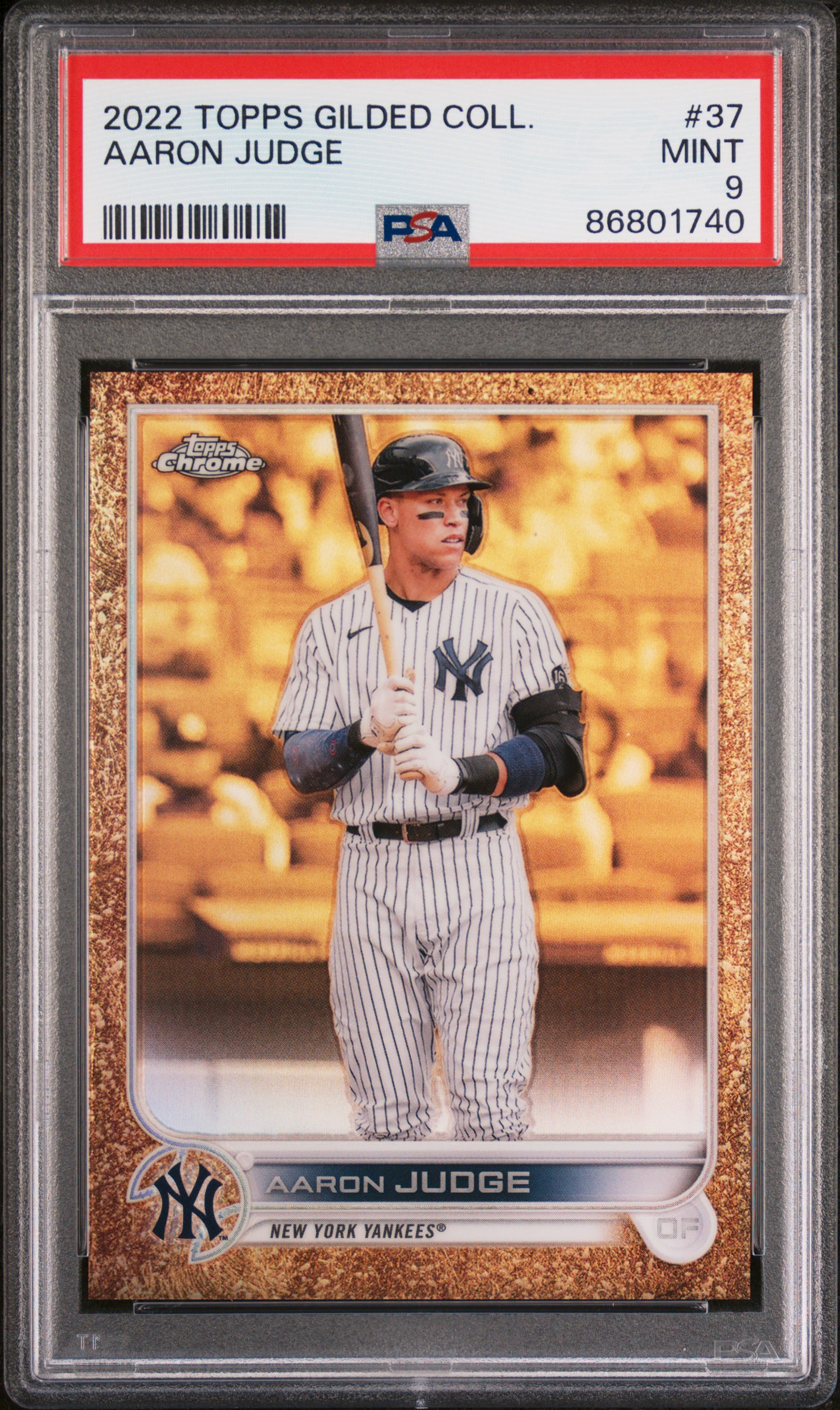 2022 Topps Gilded Collection 37 Aaron Judge (#81/99) – PSA MINT 9