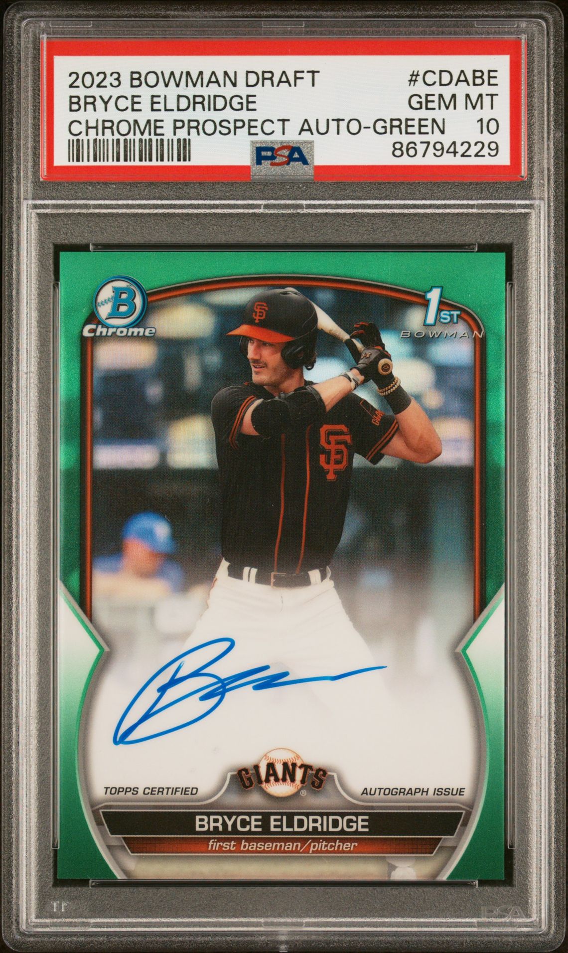 2023 Bowman Bowman Draft CHR PROSPECT AUTO-GREEN REF #CDA-BE Bryce Eldridge front