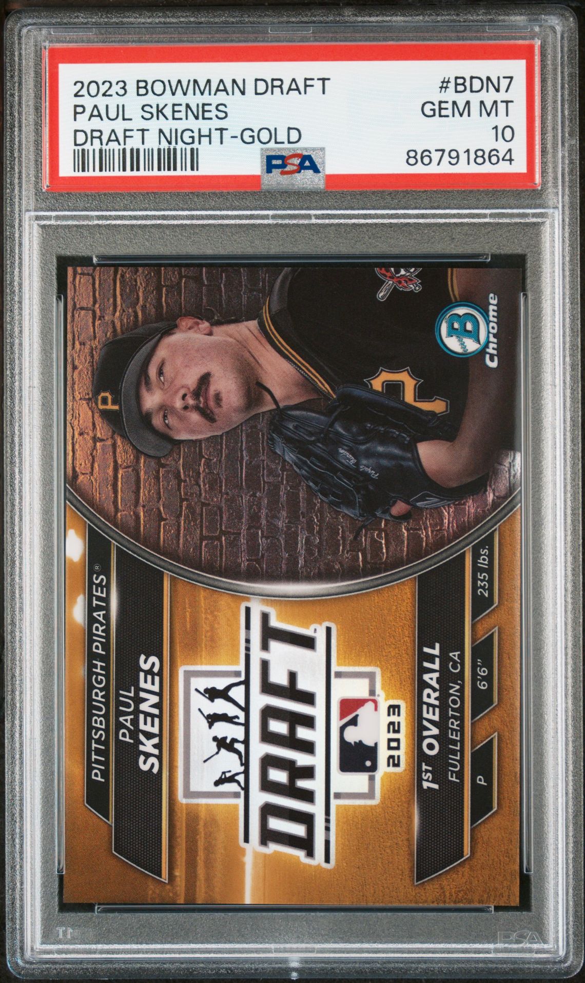 2023 Bowman BOWMAN DRAFT BOWMAN DRAFT NIGHT GOLD REFRACTOR #BDN7 Paul Skenes front