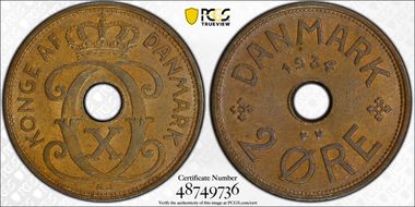 1934 N; GJ 2 Øre MS62BN