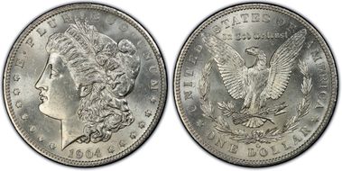 1904-O $1 VAM 4B, Fishhook MS64