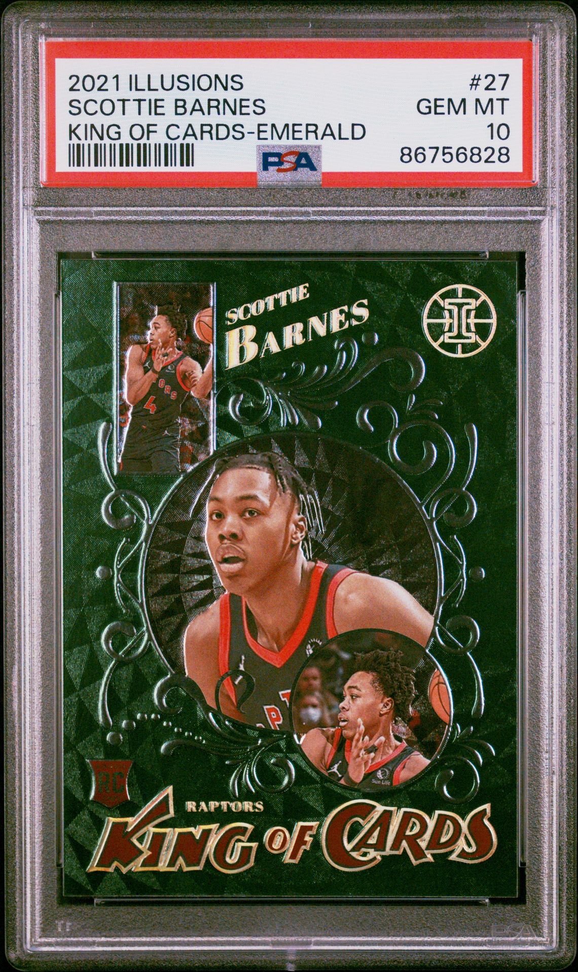 2021 Panini PANINI ILLUSIONS KING OF CARDS EMERALD #27 Scottie Barnes front