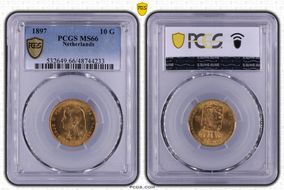 1897 10 G Beaded Border KM-118  Au MS66