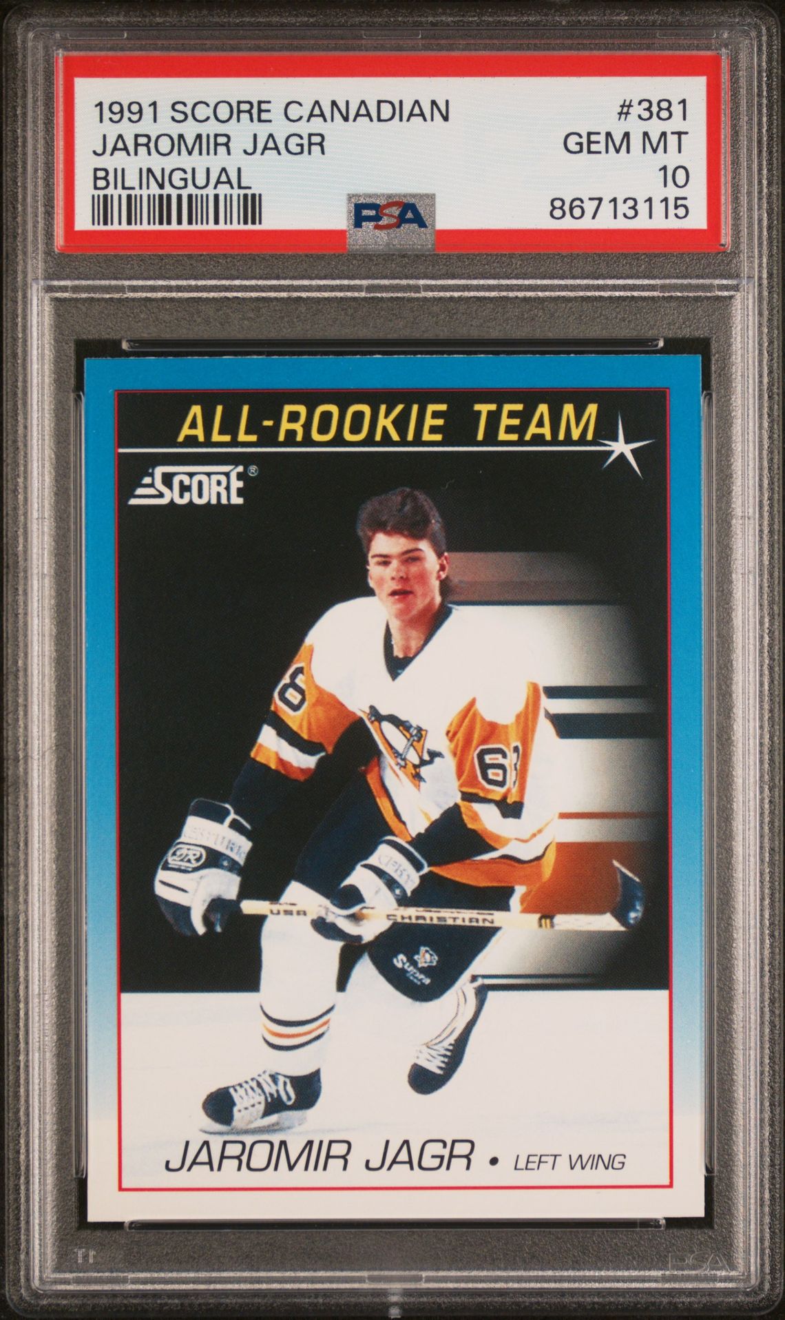 1991 Score SCORE CANADIAN BILINGUAL #381 Jaromir Jagr front