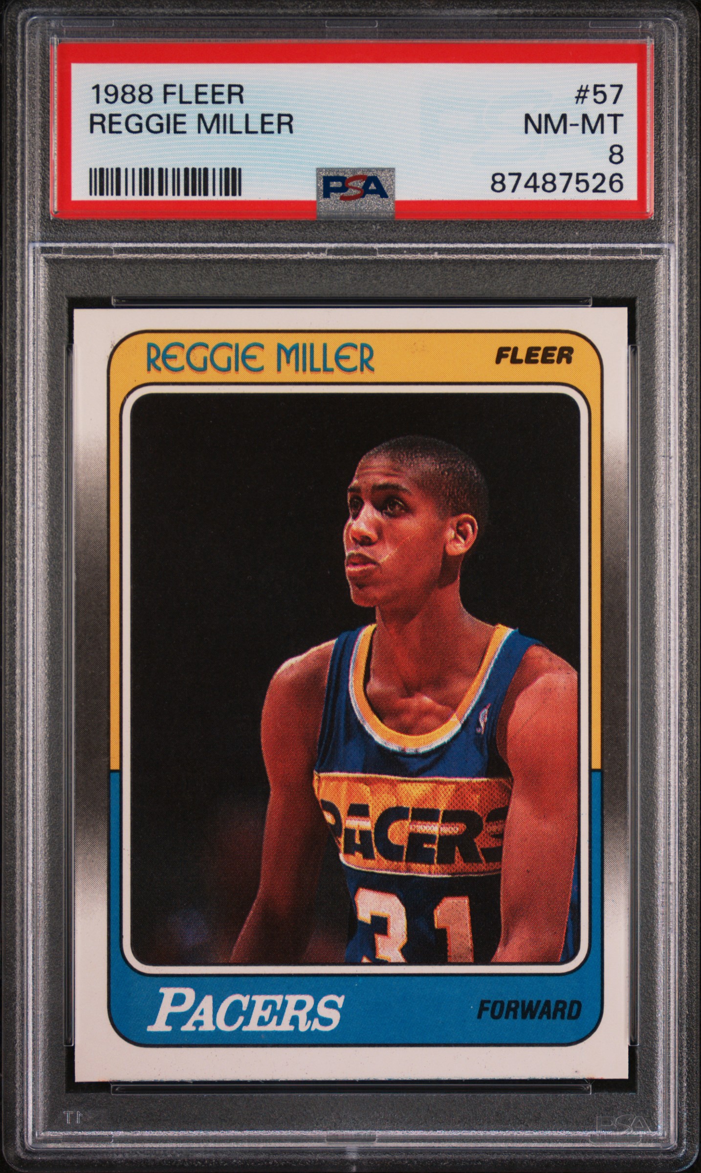 1988-89 Fleer #57 Reggie Miller Rookie Card – PSA NM-MT 8