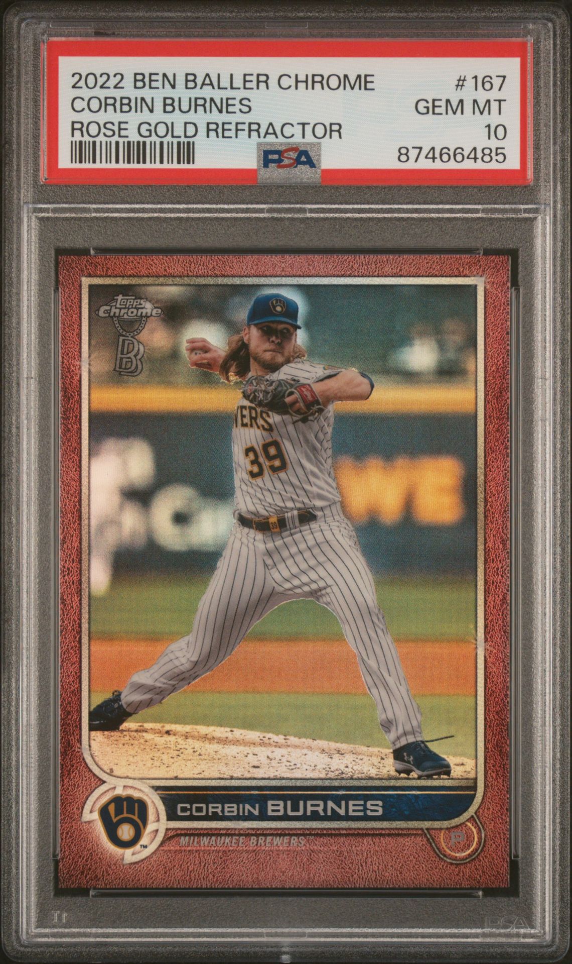 2022 Topps Chrome TOPPS CHROME BEN BALLER ROSE GOLD REFRACTOR #167 Corbin Burnes front