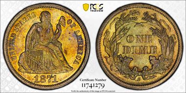 1871-S 10C MS63
