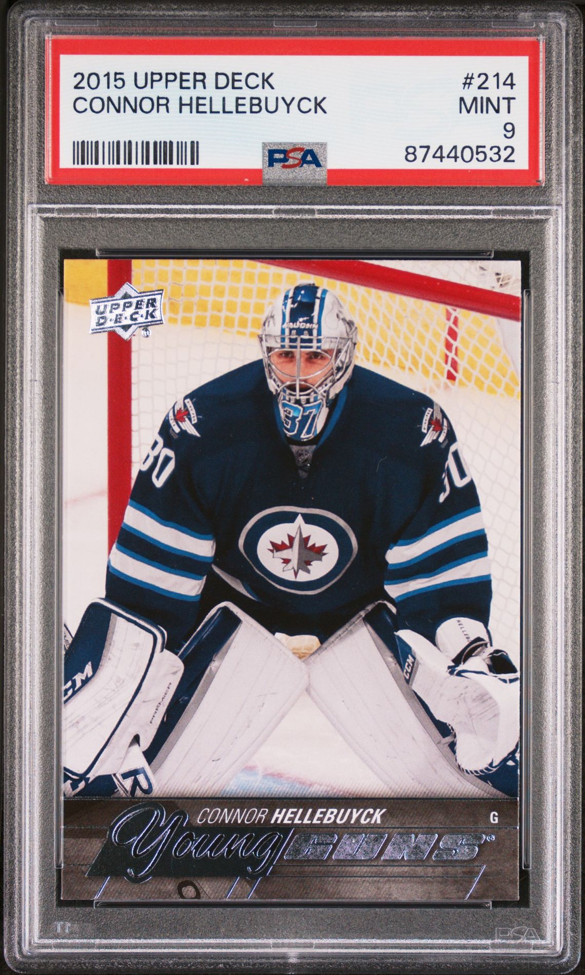 2015 Upper Deck Connor Hellebuyck #214 Mint 9 front