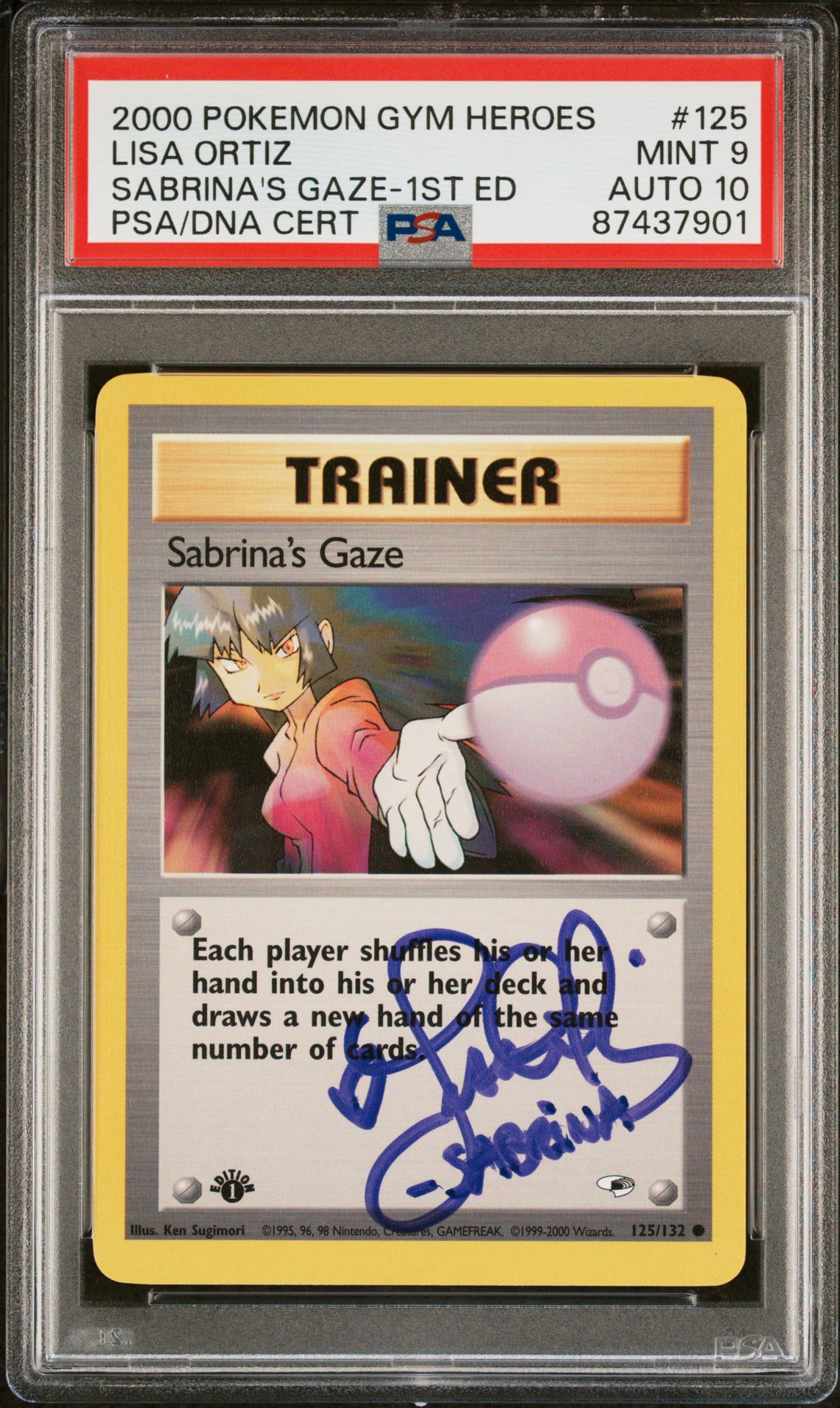 2000 Pokemon POKEMON GYM HEROES SABRINA'S GAZE-1ST ED #125 Lisa Ortiz front