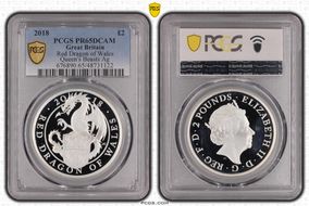 2018 £2 Red Dragon of Wales Queen's Beasts Ag PR65DCAM