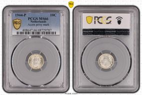 1944-P 10C Acorn privy mark KM-163  Ag MS66