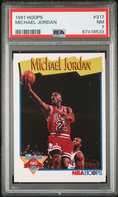 1995-96 Hoops Power Palette #1 Michael Jordan – PSA NM-MT 8 on