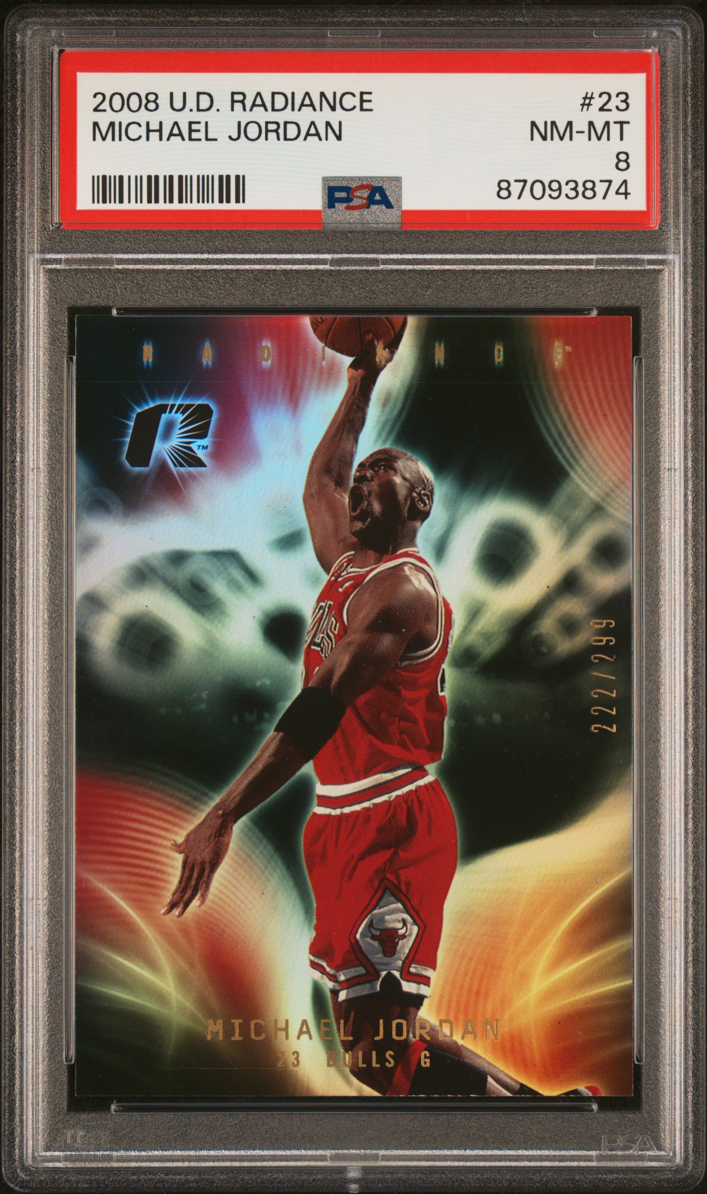 2008-09 Upper Deck Radiance #23 Michael Jordan (#222/299) – PSA NM-MT 8