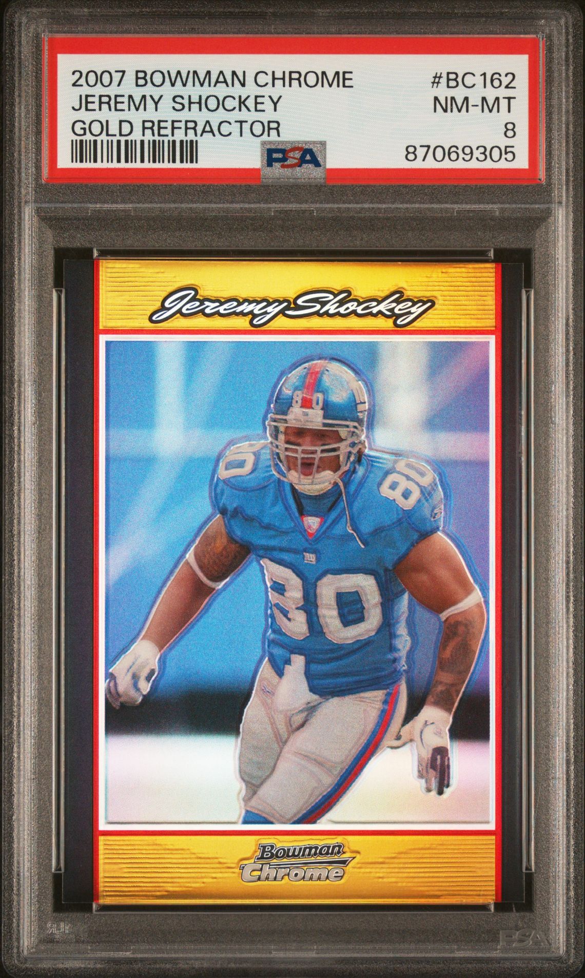 2007 Bowman Chrome Jeremy Shockey #Bc162 (Gold Refractor) Nm-Mt 8 front