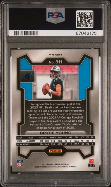 2023 Panini Prizm Bryce Young #311 (Silver Prizm) Mint 9 back