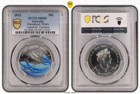 2023 50C Humpback Whale Colorized Antarctic Territory MS69