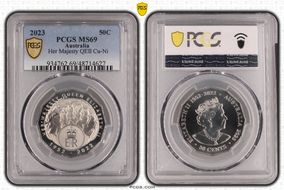 2023 50C Her Majesty QEII Cu-Ni Six Effigies MS69