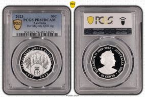2023 50C Her Majesty QEII Ag Six Effigies PR69DCAM