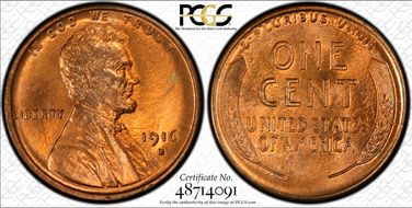 1916-S 1C MS64+ RD