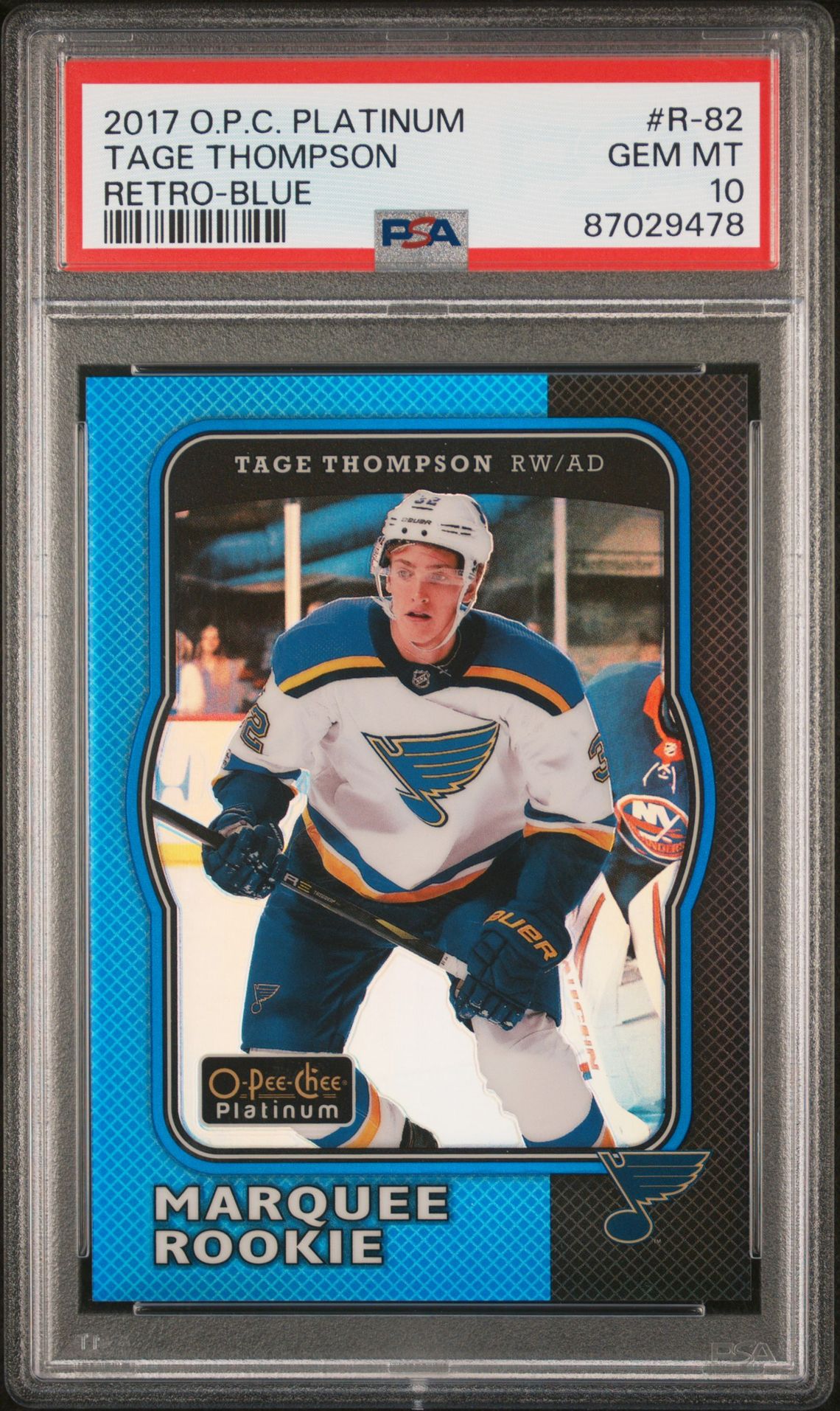 2017 O-Pee-Chee O-PEE-CHEE PLATINUM RETRO BLUE #R-82 Tage Thompson front