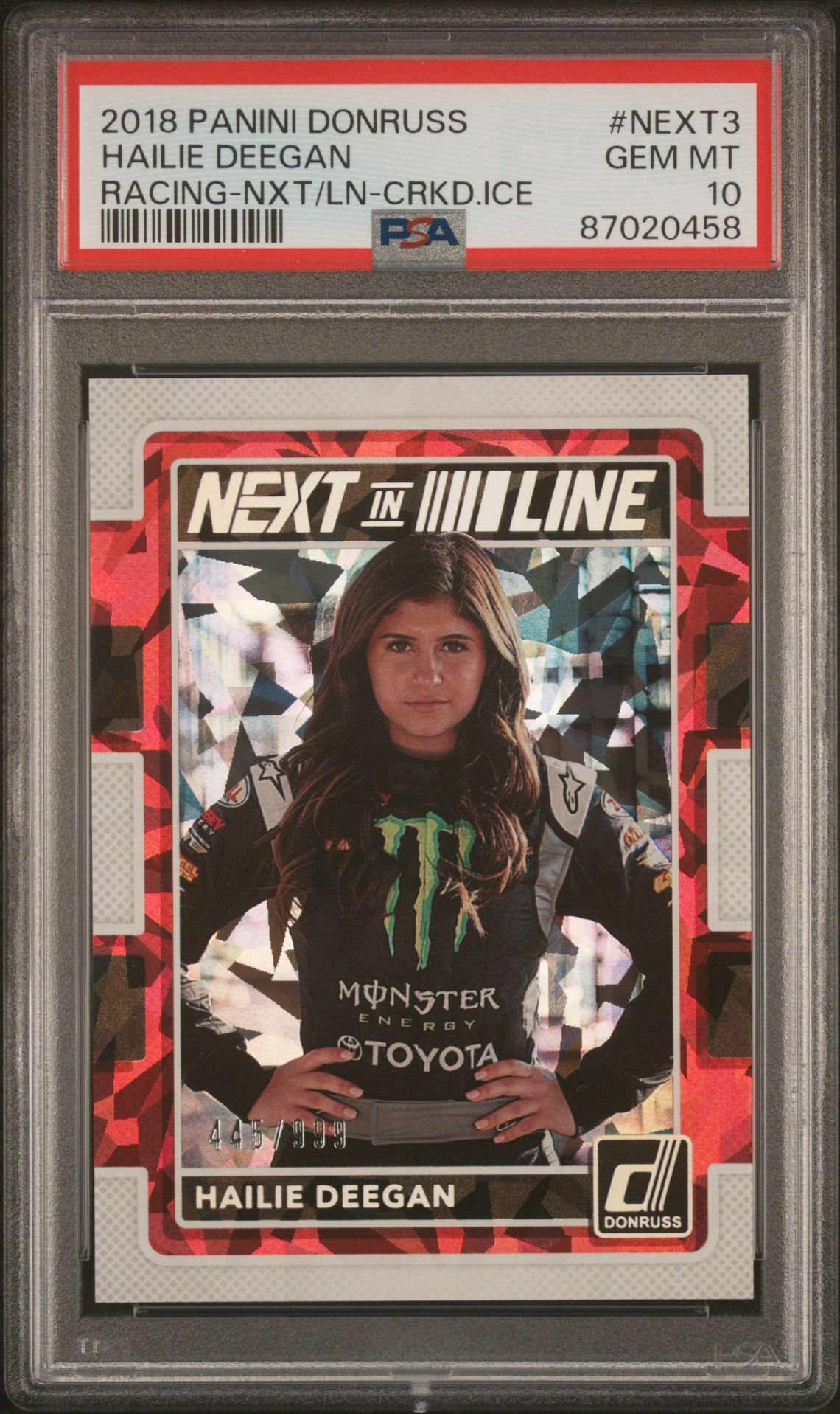 2018 Panini PANINI DONRUSS RACING NEXT IN LINE RACING-NXT/LN-CRKD.ICE #NEXT3 Hailie Deegan front