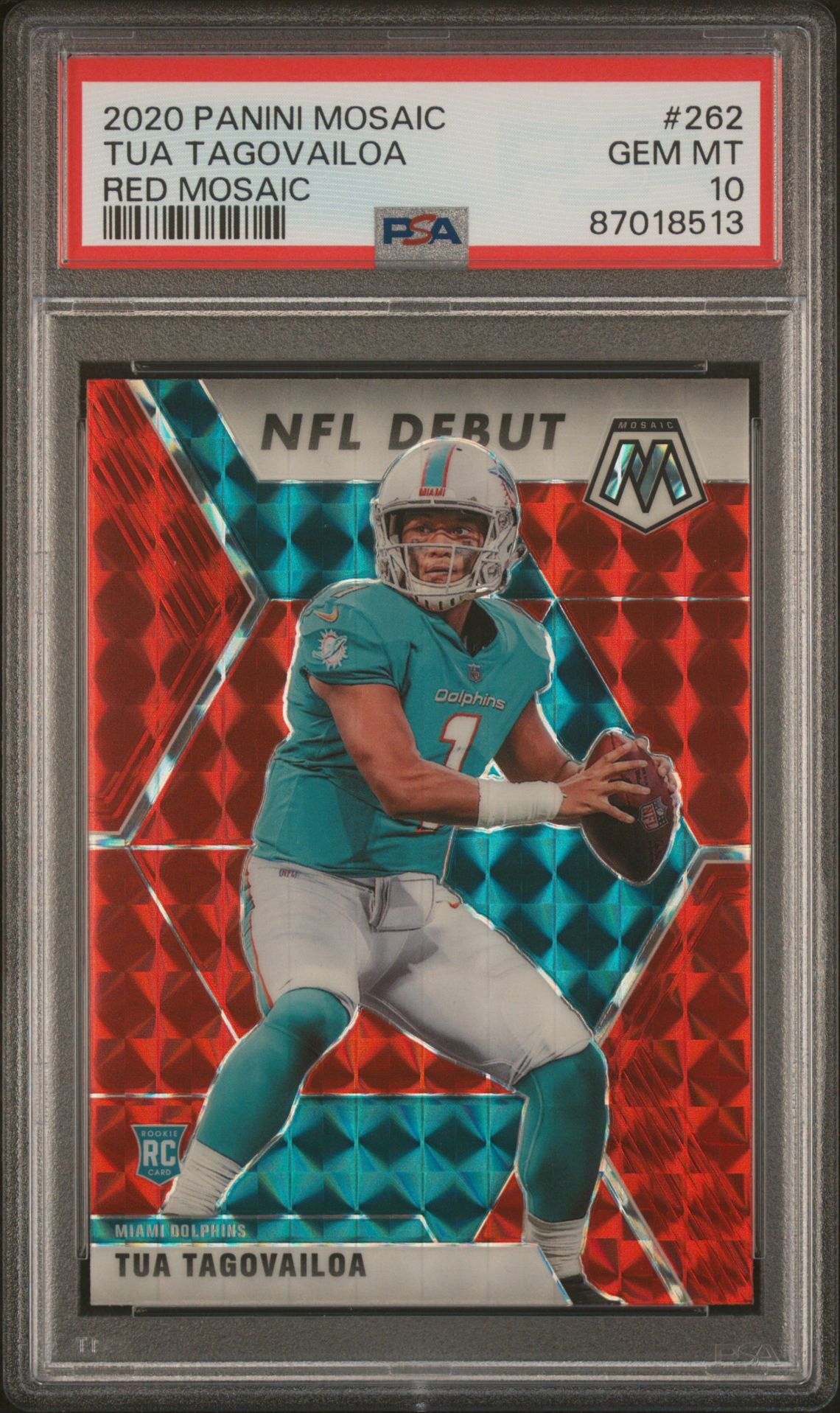 2020 Panini Mosaic Tua Tagovailoa #262 (Red Mosaic) Gem Mt 10 front