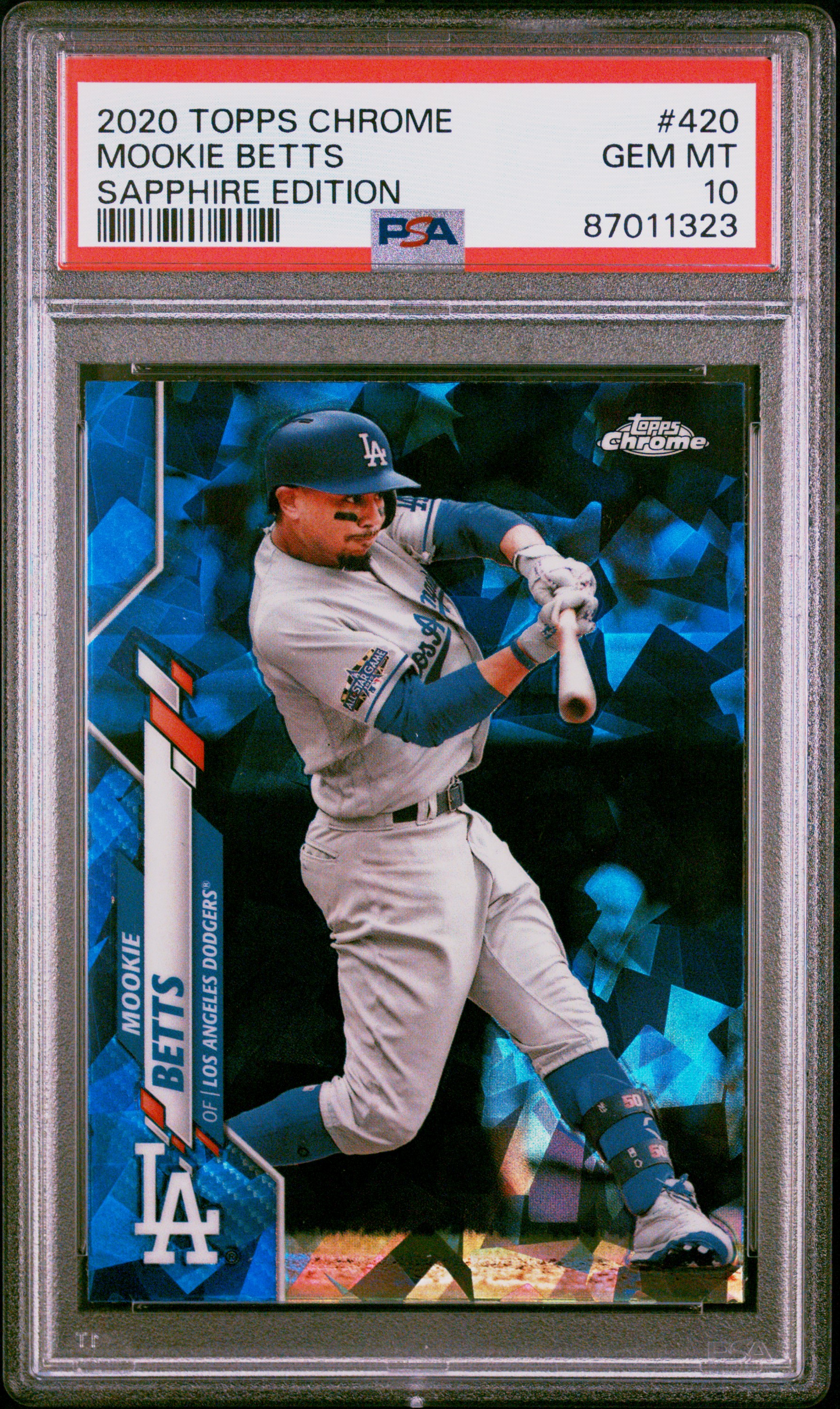 2020 Topps Chrome Sapphire Edition #420 Mookie Betts – PSA GEM MT 10