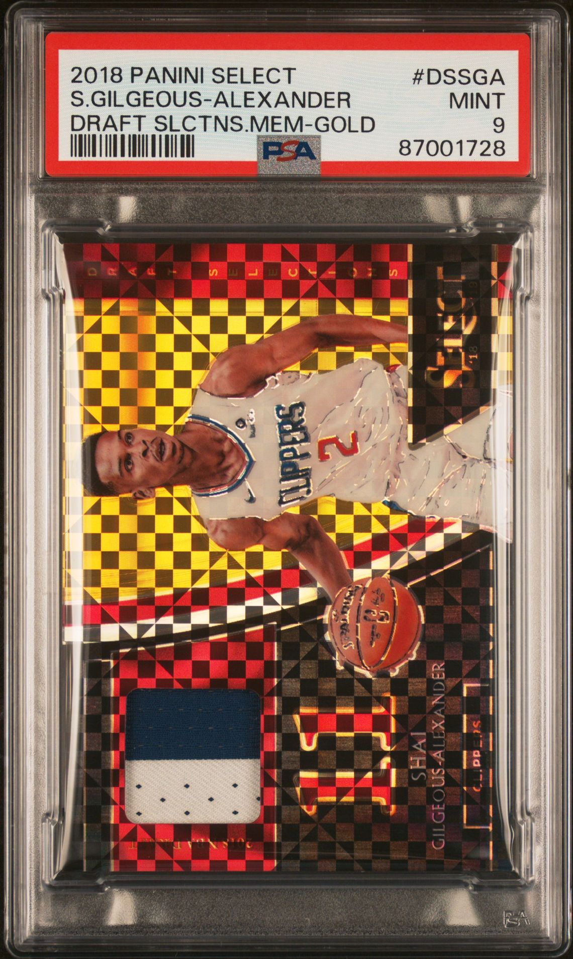 2018 Panini PANINI SELECT DRAFT SELECTIONS MEMORABILIA DRAFT SLCTNS.MEM-GOLD #DSSGA S.Gilgeous-Alexander front