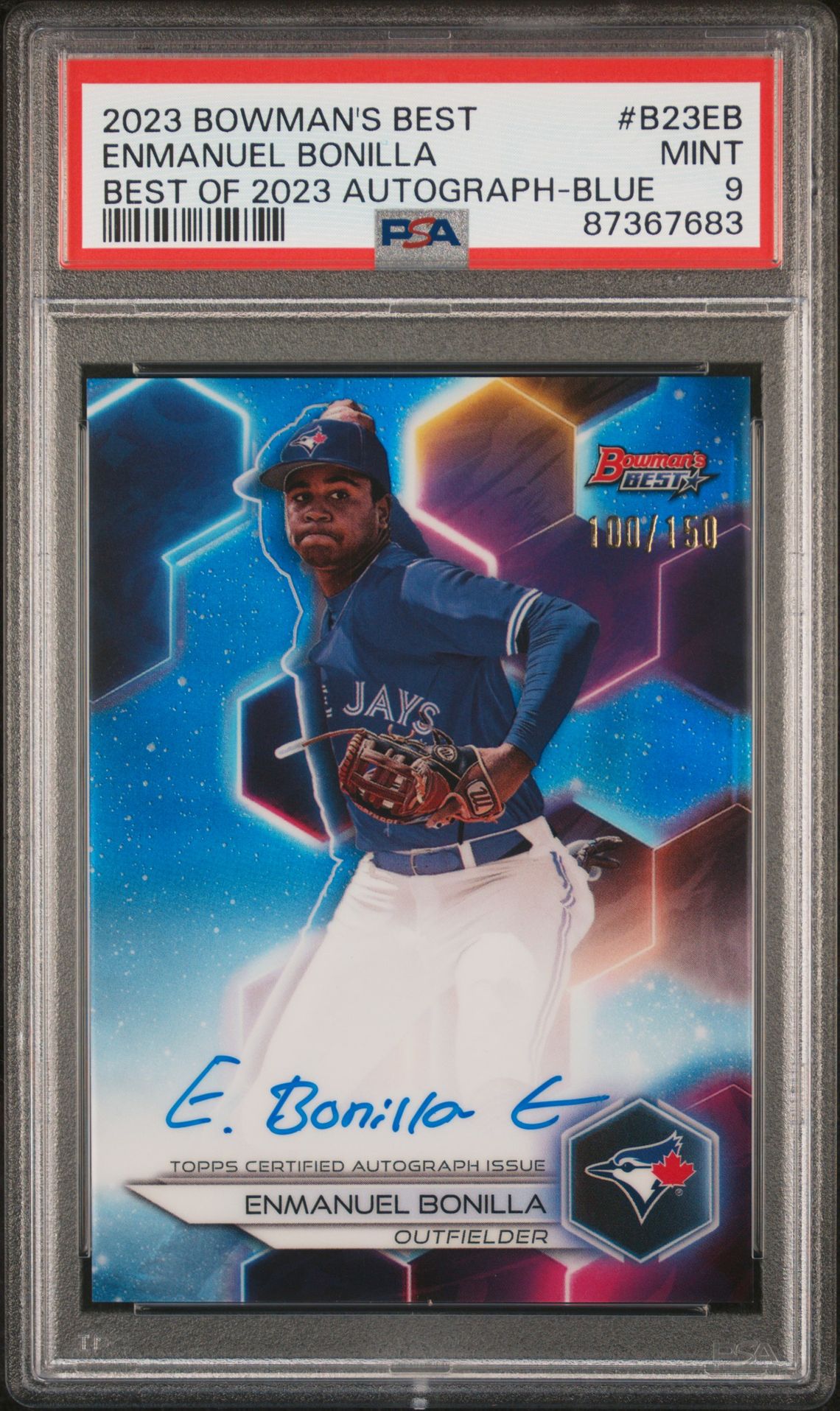 2023 Bowman BOWMAN'S BEST BEST OF 2023 AUTOGRAPHS BLUE REF #B23EB Enmanuel Bonilla front