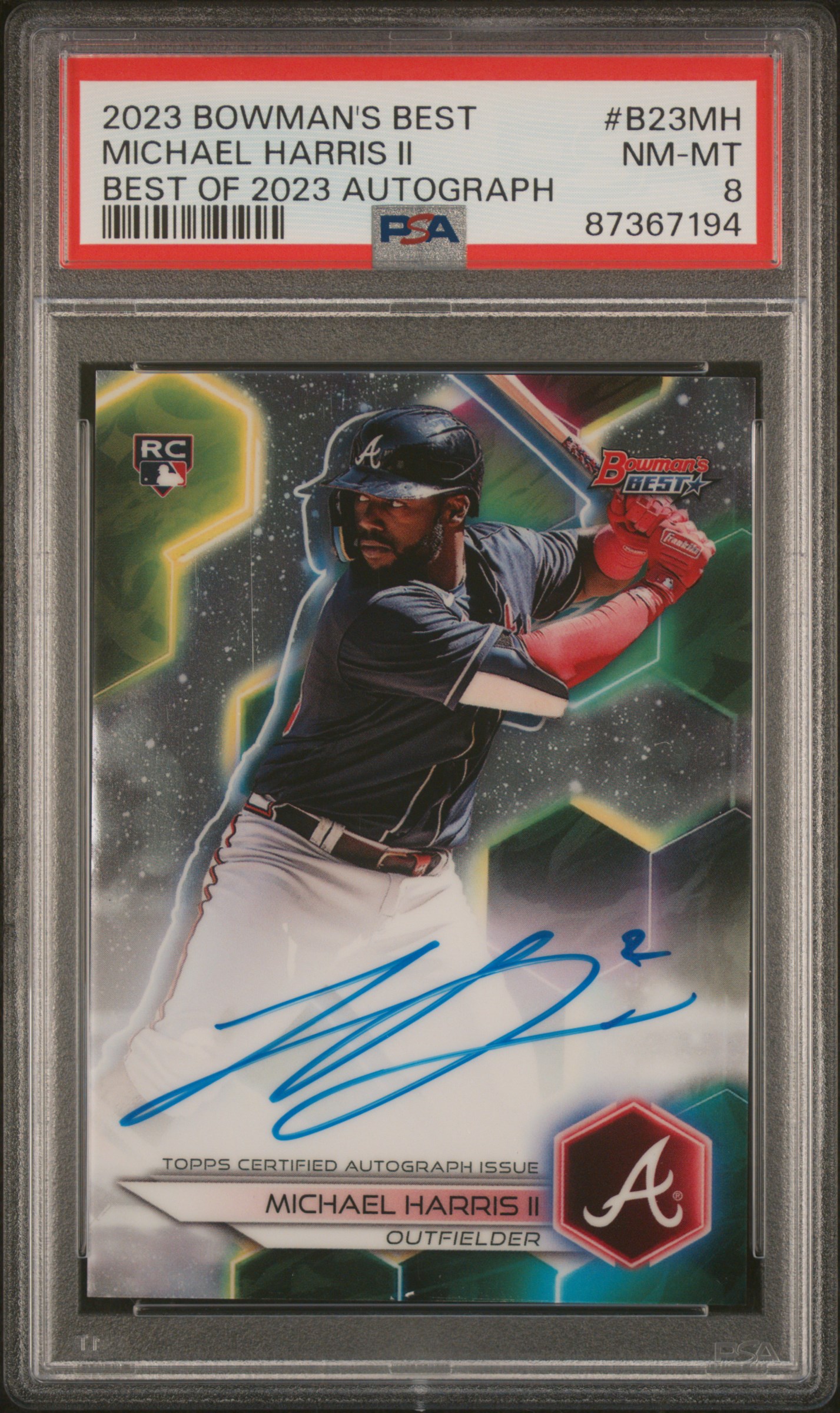 2023 Bowman's Best Best Of 2023 Autographs #B23MH Michael Harris II Signed Rookie Card  – PSA NM-MT 8