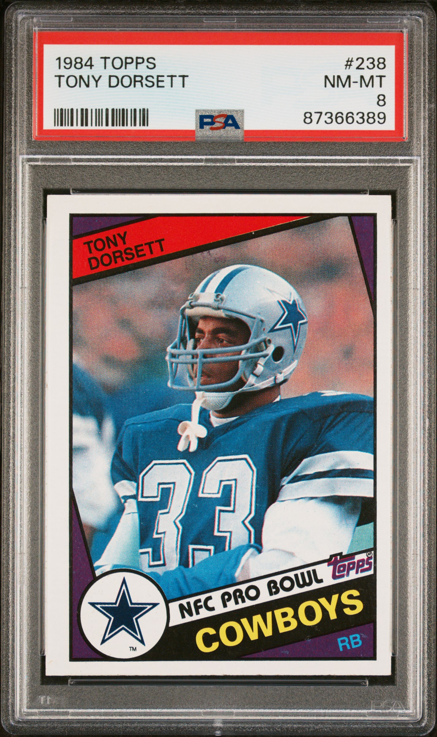 1984 Topps #238 Tony Dorsett – PSA NM-MT 8