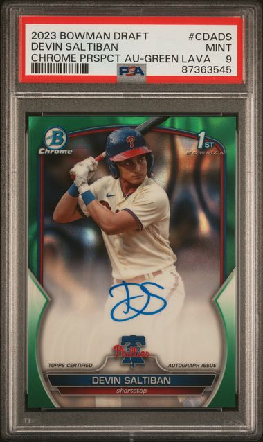 2023 Bowman Bowman Draft Green #CDA-DS Devin Saltiban Philadelphia front