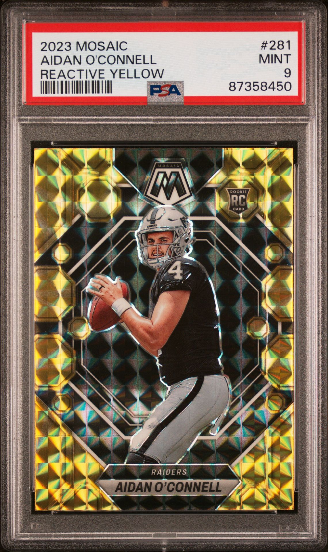 2023 Panini PANINI MOSAIC REACTIVE YELLOW #281 Aidan O'Connell front