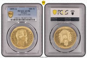 1855-A 100 Fr Gad-1135 F-550 AU58