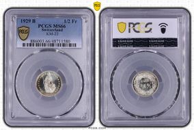 1929 B 1/2 Fr KM-23 Ag MS66